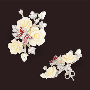"Fluttering Blossoms of Love" Earrings - White