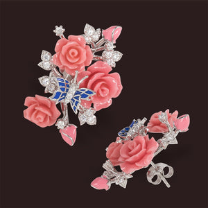 "Fluttering Blossoms of Love" Earrings - Pink