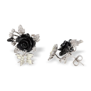 "Fluttering Blossoms of Love" Earrings - Black