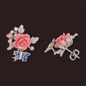 "Fluttering Blossoms of Love" Earrings - Pink