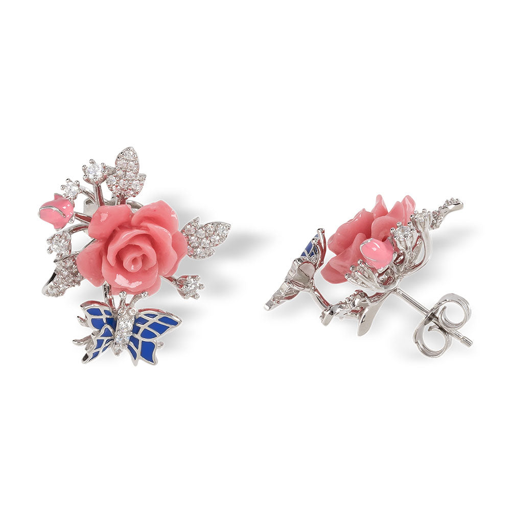"Fluttering Blossoms of Love" Earrings - Pink