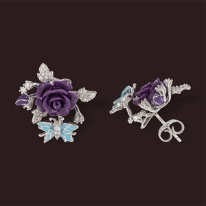 "Fluttering Blossoms of Love" Earrings - Purple
