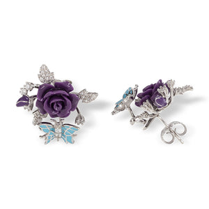 "Fluttering Blossoms of Love" Earrings - Purple