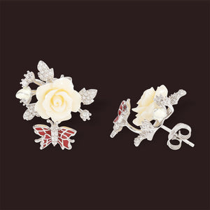 "Fluttering Blossoms of Love" Earrings - White