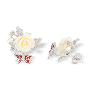 "Fluttering Blossoms of Love" Earrings - White