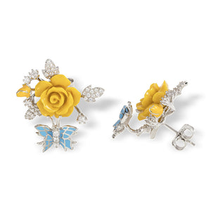 "Fluttering Blossoms of Love" Earrings - Yellow