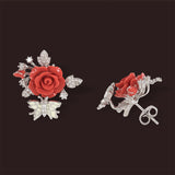 "Fluttering Blossoms of Love" Earrings - Red