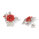 "Fluttering Blossoms of Love" Earrings - Red