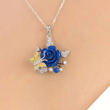 "Fluttering Blossoms of Love" Necklace - Blue