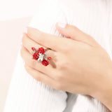 "Fluttering Blossoms of Love" Ring - Red
