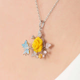 "Fluttering Blossoms of Love" Necklace - Yellow