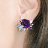 "Fluttering Blossoms of Love" Earrings - Purple