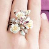 "Fluttering Blossoms of Love" Ring - White