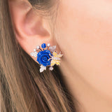 "Fluttering Blossoms of Love" Earrings - Blue