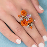 "Fluttering Blossoms of Love" Ring - Orange