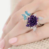 "Fluttering Blossoms of Love" Ring - Purple