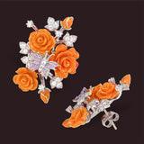 "Fluttering Blossoms of Love" Earrings - Orange