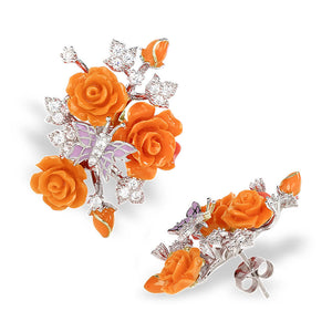 "Fluttering Blossoms of Love" Earrings - Orange