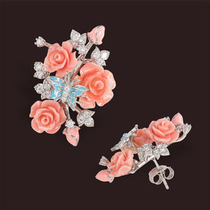 "Fluttering Blossoms of Love" Earrings - Light Pink