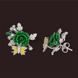 "Fluttering Blossoms of Love" Earrings - Green