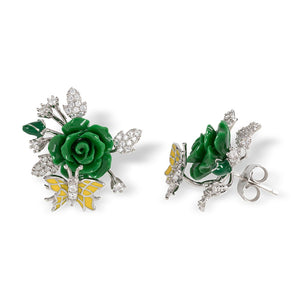 "Fluttering Blossoms of Love" Earrings - Green