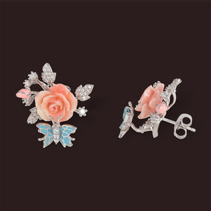 "Fluttering Blossoms of Love" Earrings - Light Pink