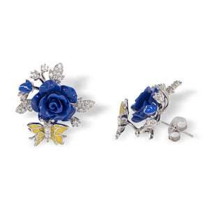 "Fluttering Blossoms of Love" Earrings - Blue