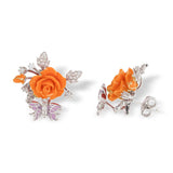 "Fluttering Blossoms of Love" Earrings - Orange