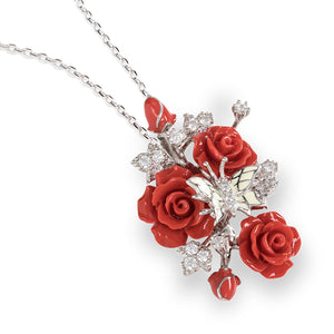 "Fluttering Blossoms of Love" Necklace - Red