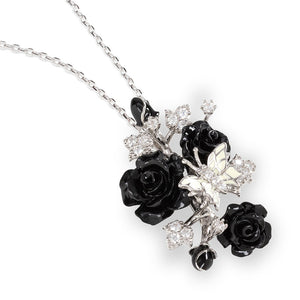 "Fluttering Blossoms of Love" Necklace - Black