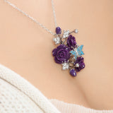 "Fluttering Blossoms of Love" Necklace - Purple