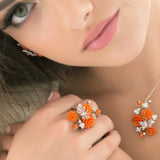 "Fluttering Blossoms of Love" Ring - Orange