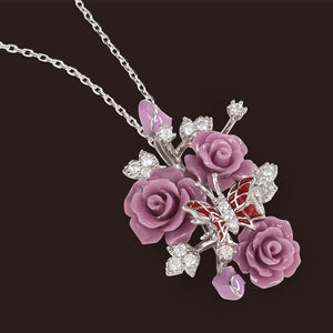 "Fluttering Blossoms of Love" Necklace - Lavender