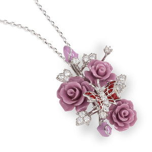 "Fluttering Blossoms of Love" Necklace - Lavender