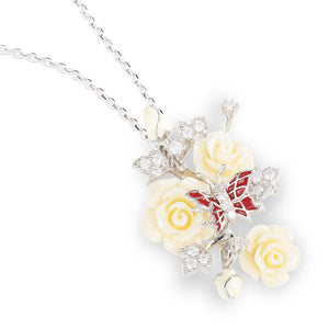 "Fluttering Blossoms of Love" Necklace - White