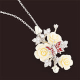 "Fluttering Blossoms of Love" Necklace - White