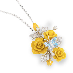 "Fluttering Blossoms of Love" Necklace - Yellow