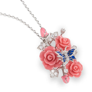 "Fluttering Blossoms of Love" Necklace - Pink