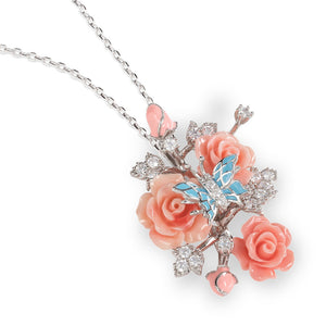 "Fluttering Blossoms of Love" Necklace - Light Pink