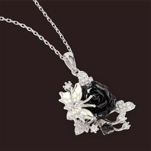 "Fluttering Blossoms of Love" Necklace - Black