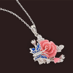 "Fluttering Blossoms of Love" Necklace - Pink