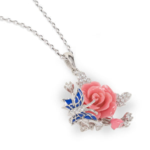 "Fluttering Blossoms of Love" Necklace - Pink