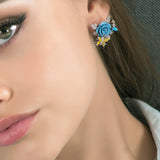 "Fluttering Blossoms of Love" Earrings - Light Blue