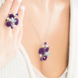 "Fluttering Blossoms of Love" Necklace - Purple