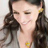 "Fluttering Blossoms of Love" Earrings - Yellow