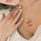 "Fluttering Blossoms of Love" Necklace - Orange