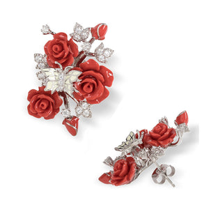 "Fluttering Blossoms of Love" Earrings - Red