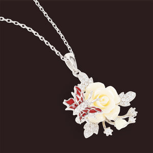 "Fluttering Blossoms of Love" Necklace - White