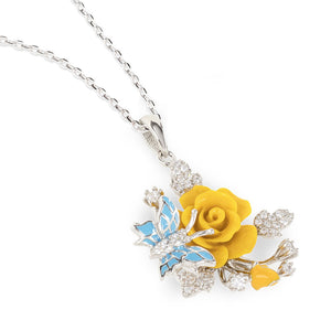 "Fluttering Blossoms of Love" Necklace - Yellow