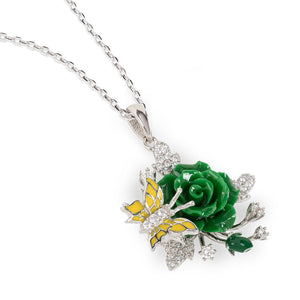 "Fluttering Blossoms of Love" Necklace - Green